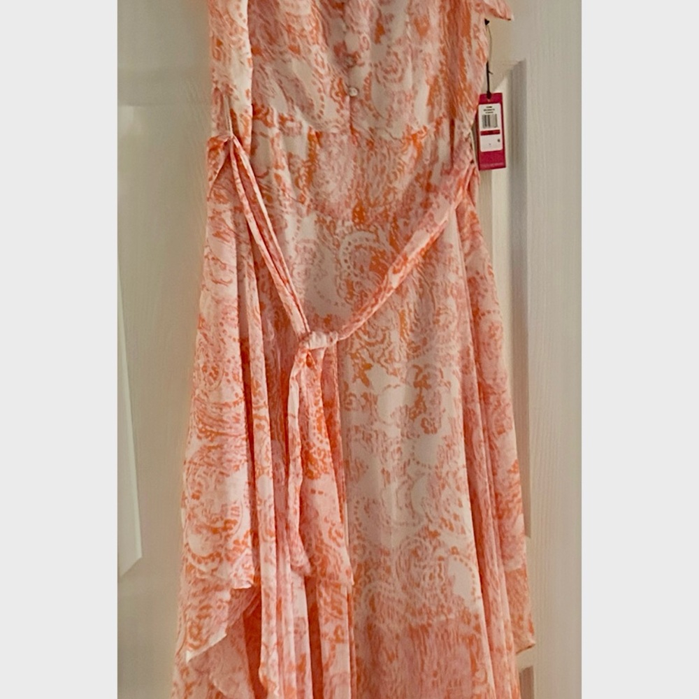 Two by Vince Camuto High Low Dress in Orange and White
